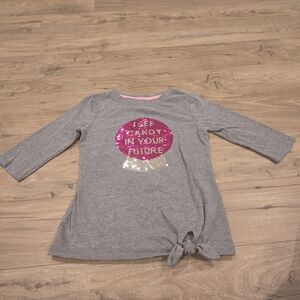 Cat‎ & Jack Gray Long Sleeve Tee with Pink Sequin Design